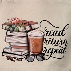 Book bag library tote stacks and coffee